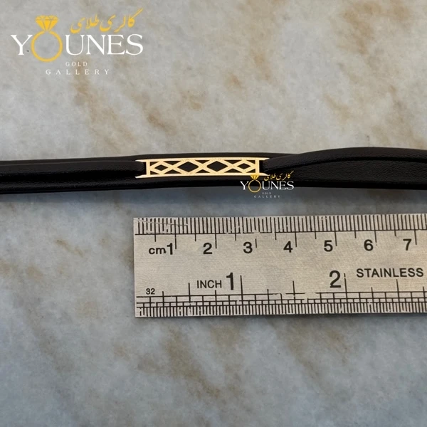 دستبند طلا چرم مردانه هندسی لوزی L121